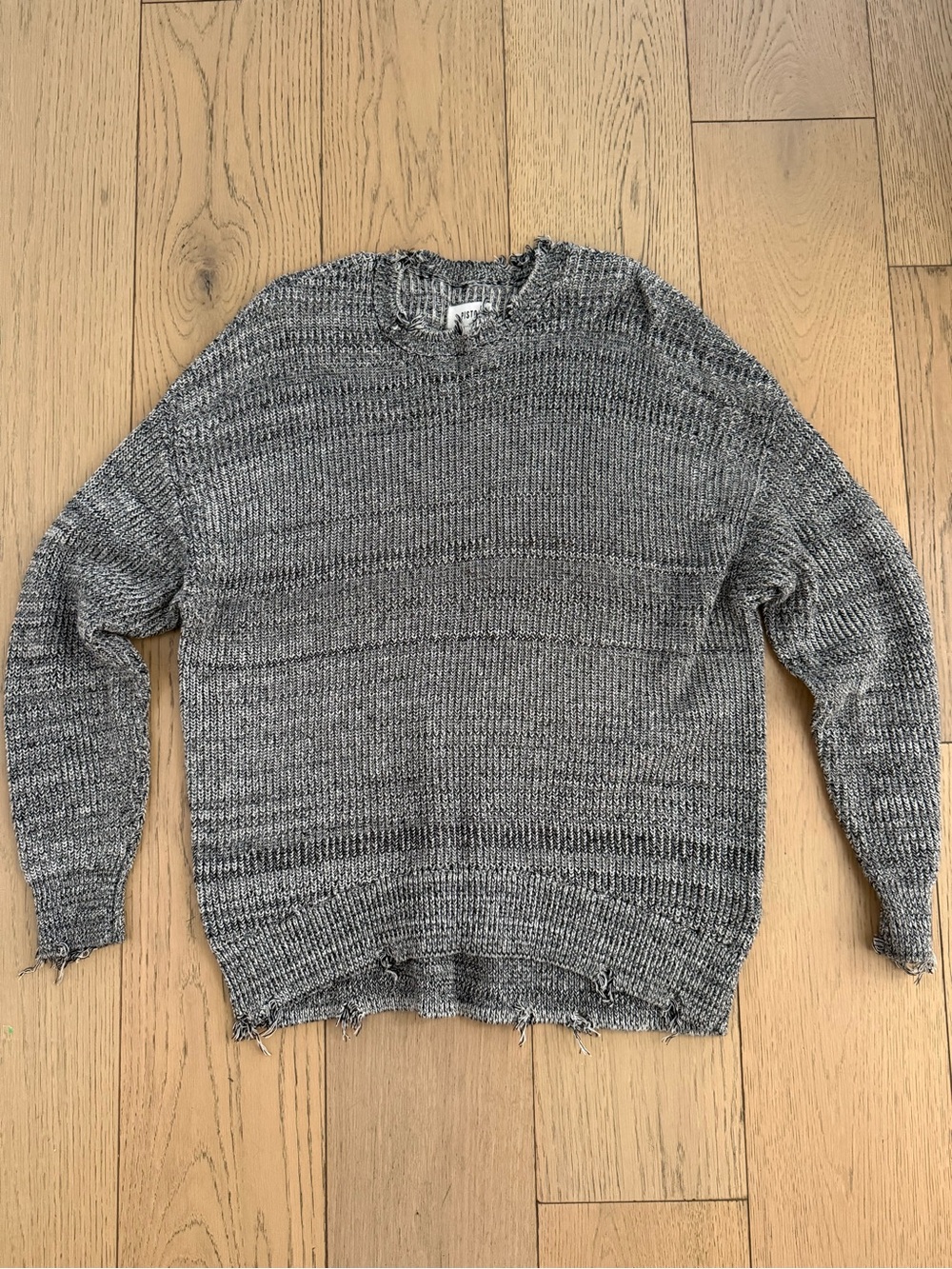 pistola Charcoal Marled Distressed Crewneck Sweater